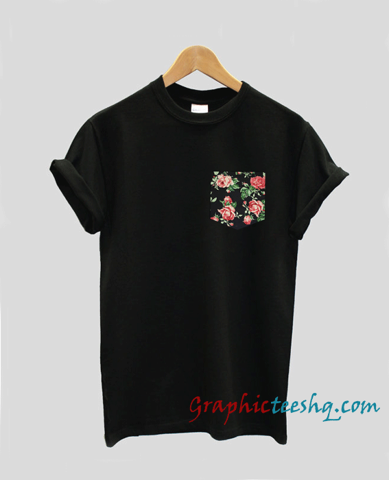 Real Stitched Red & Black Vintage Rose Floral Print Pocket Real Stitched Red & Black Vintage Rose Floral Print Pocket