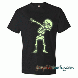 Halloween dabbing skeleton glow in the dark tee shirt
