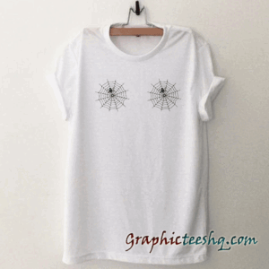 Halloween-pider web boobs Funny tee shirt