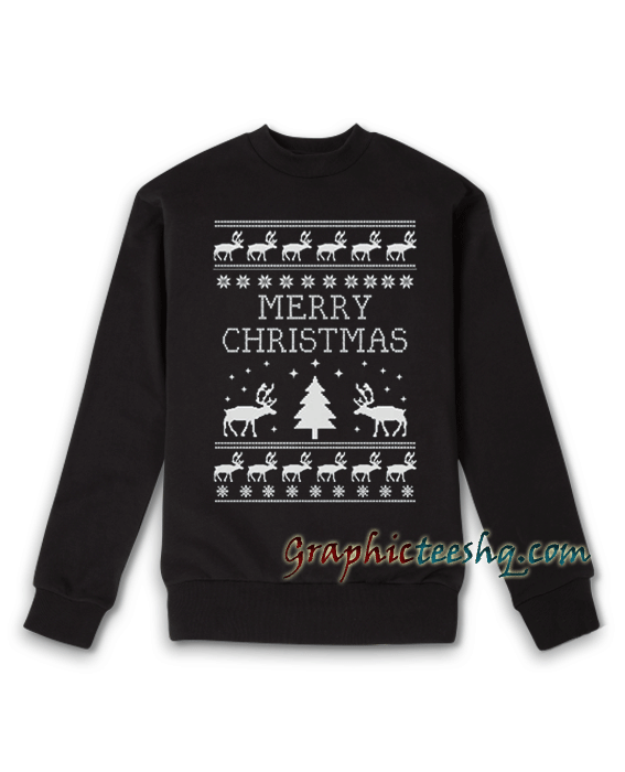 Merry Christmas Ugly sweater Crewneck White Sweatshirt Merry Christmas Ugly sweater Crewneck White Sweatshirt