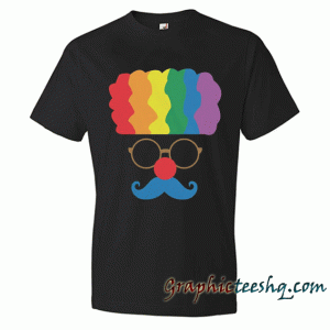 Rainbow Clown Hair Red Nose Day Blue Mustache Hipster Disguise tee shirt