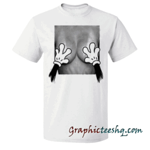 Mickey Mouse Hands Over Breast tee shirt