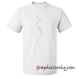 One line Nude on White tee shirt