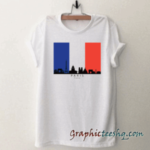 Paris France Skyline French Flag tee shirt