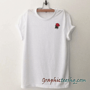 Rose Embroidered White tee shirt