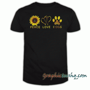 Hippie peace sunflower love and dogs tee shirt