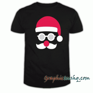 Santa Claus Beard Hat And Sunglasses Christmas tee shirt
