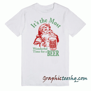 Santa Claus Wonderful Time for A Beer Christmas tee shirt