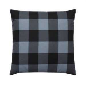 Ash Grey Black Plaid Throw Pillow Case