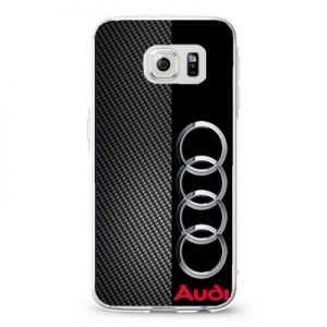 Audi logo on a field of Black and simulated Carbon Fiber Design Cases iPhone, iPod, Samsung Galaxy