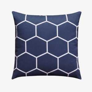 Blue White Modern Hexagon Pillow Case