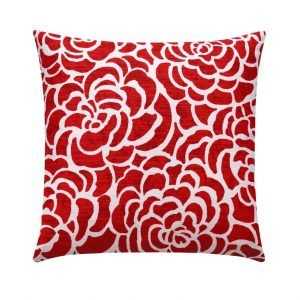 Red Floral Accent Pillow Case
