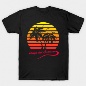 Playa del Carmen 80s Sunset tee shirt
