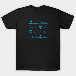 Palms and Wavs Pattern x4 Tee - Blue tee shirt