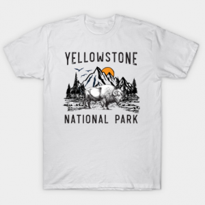 Vintage Yellowstone National Park Wyoming Mountains Bison tee shirt