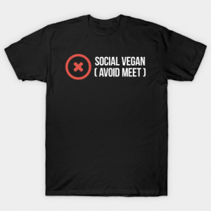 social vegan ( avoid meet ) white on black tee shirt
