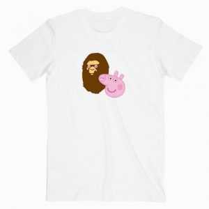 A Bathing Ape Bape Head X Peppa Pig Parody tee shirt
