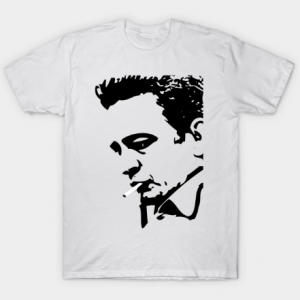 MAN IN BLACK tee shirt