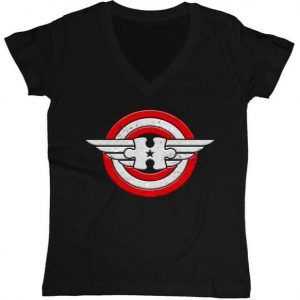 Autism Awareness Superhero Shield Crest Junior Fit V-Neck tee shirt