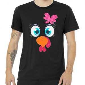 Cute Thanksgiving Turkey Girl Face Bow Tie tee shirt