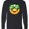 Funny Irish Clover St. Patrick's Day Emoji Long Sleeve tee shirt