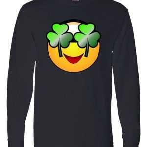 Funny Irish Clover St. Patrick's Day Emoji Long Sleeve tee shirt