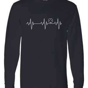 Irish Clover Heartbeat Funny St. Patrick's Day Long Sleeve tee shirt