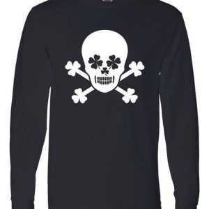 Irish Shamrock Skull Long Sleeve tee shirt