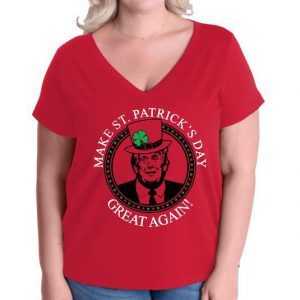 Make St. Patrick's Day Great Again Donald Trump Women's V-Neck Plus Size tee shirt