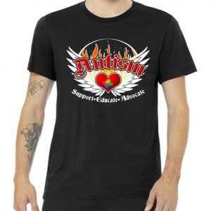Support Educate Advocate - Autism Flames tee shirt