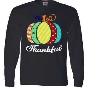 Thankful Floral Pumpkin Long Sleeve tee shirt