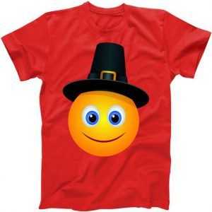 Thanksgiving Pilgrim Emoji Smiley tee shirt