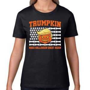 Trumpkin Make Halloween Great Again Skull Bone Flag tee shirt