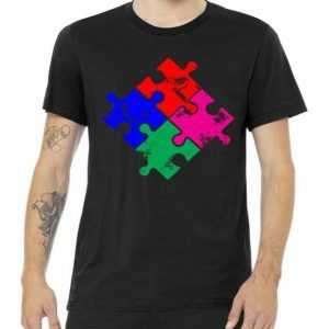 Autism Awareness Distressed Puzzle Pieces tee shirt