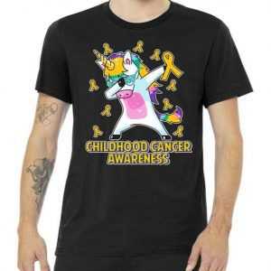 Childhood Cancer Awareness Dabbing Unicorn tee shirt