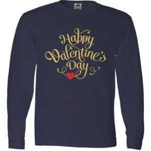 Happy Valentine's Day Love Heart Design Long Sleeve tee shirt