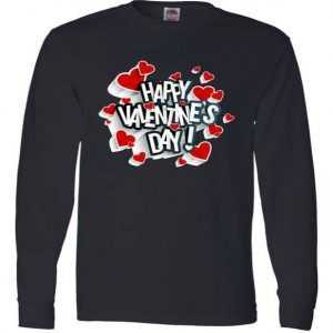 Happy Valentine's Day Love Hearts Logo Long Sleeve tee shirt
