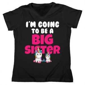 I'm Going To Be A Big Sister Cute Unicorn Women's V-Neck tee shirt