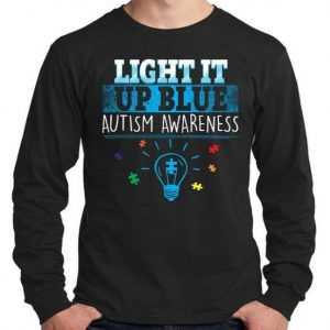 Light It Up Blue Autism Puzzle Bulb Long Sleeve tee shirt