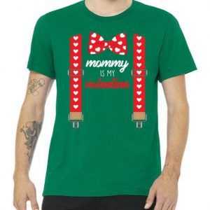 Mommy Is My Valentine Cute Bow Tie Suspenders tee shirt