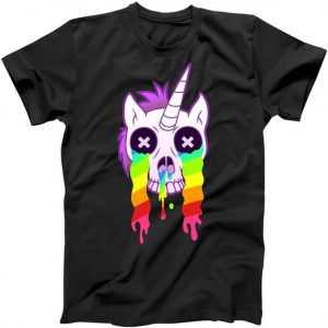 Unicorn Skull Rainbow tee shirt