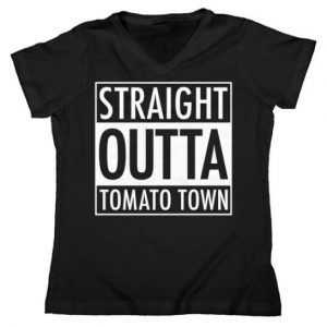 Straight Outta Tomato Town Women's V-Neck tee shirt