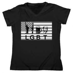 LGBT Liberty Guns Beer Trump Women's V-Neck tee shirt