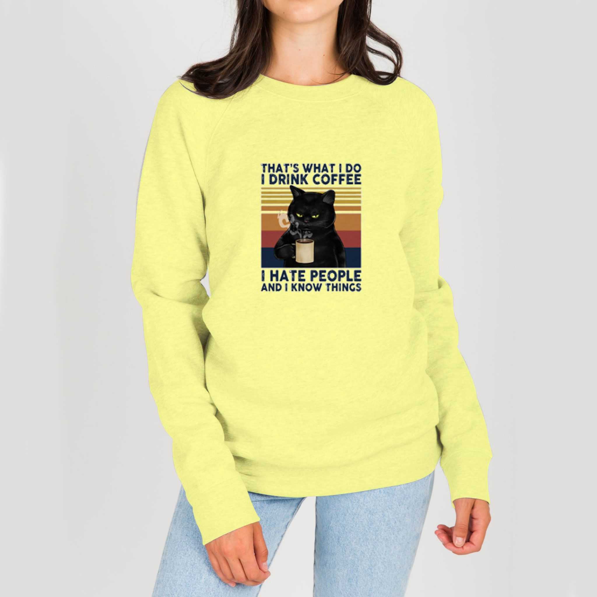 Black-Cat-Thats-What-I-Do-I-Drink-Coffee-Yellow-Sweatshirt