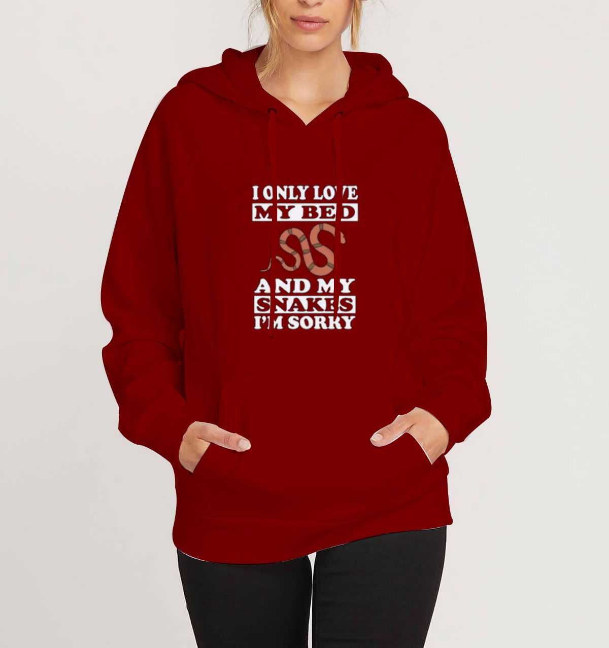 I-Only-Love-My-Snakes-And-My-Bed-Maroon-Hoodie
