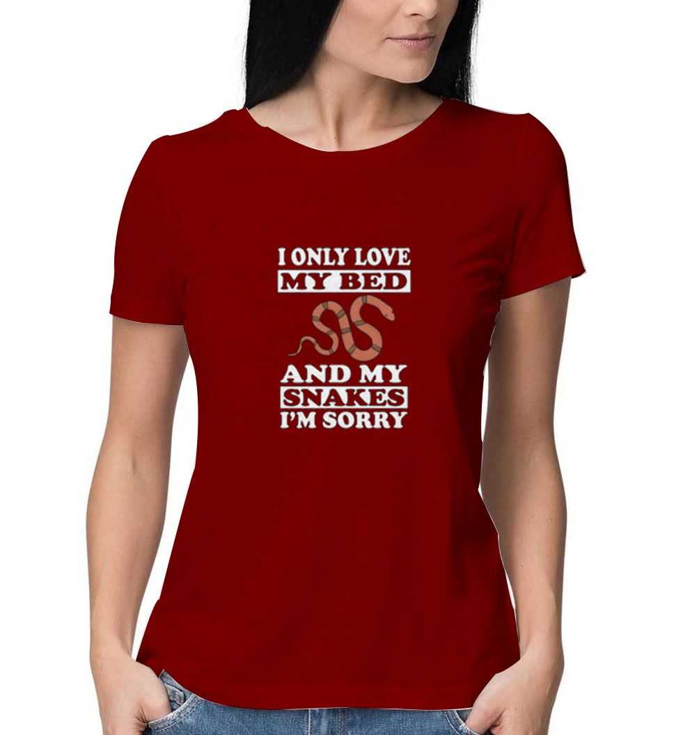 I-Only-Love-My-Snakes-And-My-Bed-Maroon-T-Shirt I-Only-Love-My-Snakes-And-My-Bed-Maroon-T-Shirt
