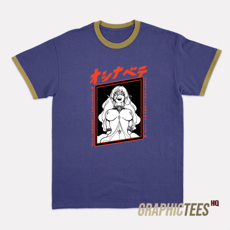 Anime Girl Echi Eroge Ringer T-Shirt Anime Girl Echi Eroge Ringer T-Shirt