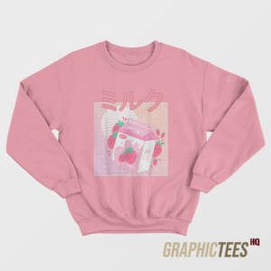 Japanese Kawaii Strawberry Milk Shake Carton Sweatshirt