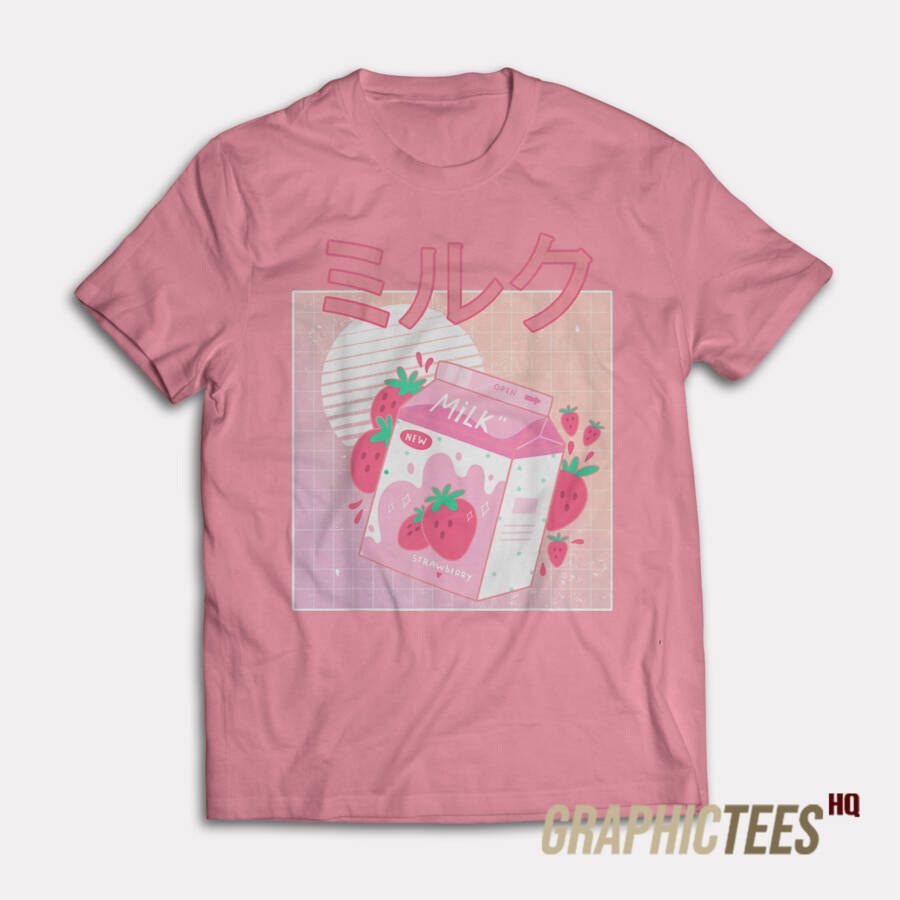 Japanese Kawaii Strawberry Milk Shake Carton T-Shirt Japanese Kawaii Strawberry Milk Shake Carton T-Shirt