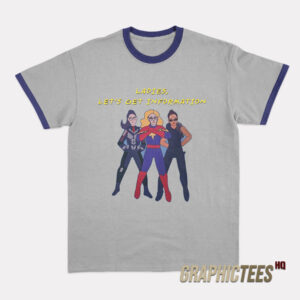 Ms Marvel Kamala Khan Ladies Let's Get Information Ringer T-Shirt